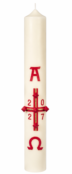 Traditionelle Osterkerze mit 10 % Bienenwachs, Elfenbein, 600 x Ø 80 mm (16372)