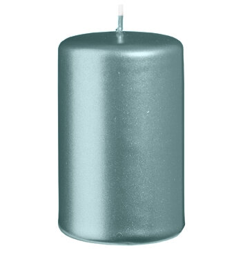 Stumpenkerzen Metallic Matt Stahlblau