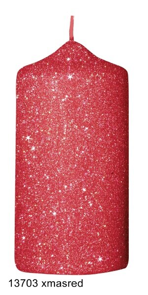 Glamour Glitter Stumpenkerzen Xmas Red 120 x Ø 60 mm, 4 Stück