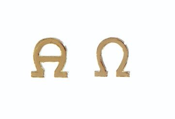 Wachsornament Alpha/Omega (klein) Gold