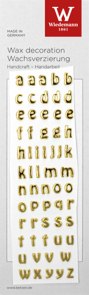 Wachsbuchstaben Set (a-z sortiert) Gold 8 mm
