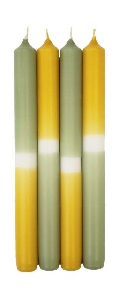 Dip Dye Leuchterkerzen Kerzen Aloe Vera Pastelgrün-Gelb, 250 x 23 mm, 4 Stück