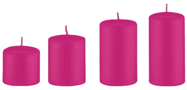 Stumpenkerzen abgestuft Fuchsia Pink , 4 Stück