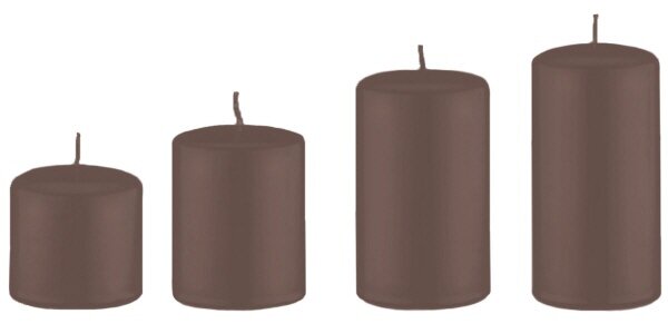4er Set Stumpenkerzen abgestuft Mocca