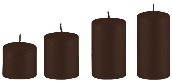 4er Set Stumpenkerzen abgestuft Chocolate Schokolade