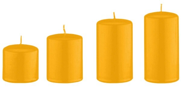 4er Set Stumpenkerzen abgestuft Mais Gelb/Orange