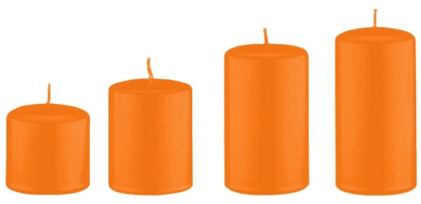4er Set Stumpenkerzen abgestuft Mandarin Orange