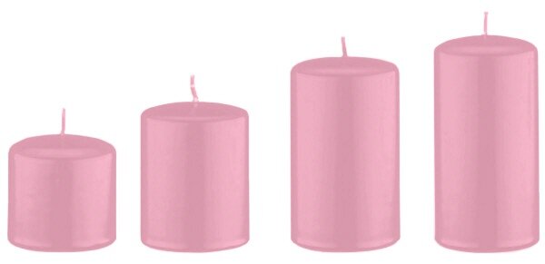 4er Set Stumpenkerzen abgestuft Rosa