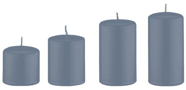 4er Set Stumpenkerzen abgestuft Pacific Blau Grau