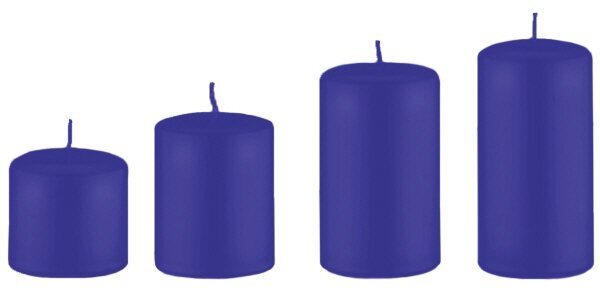 4er Set Stumpenkerzen abgestuft Royalblau