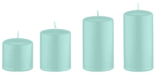 4er Set Stumpenkerzen abgestuft Türkis