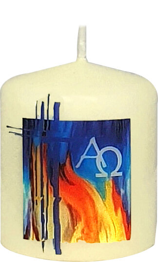 Osterkerze Flammen, A und O, ohne Jaheszahl 60 x Ø 50 mm