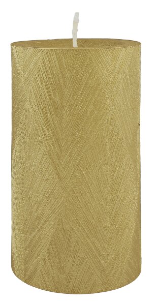 Stumpenkerzen "Noble Leaves" Gold, 130 x Ø 68 mm, 4 Stück