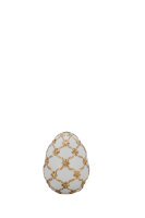 Deko-Ei Weiß mit Gold-Schleifenband 10 cm