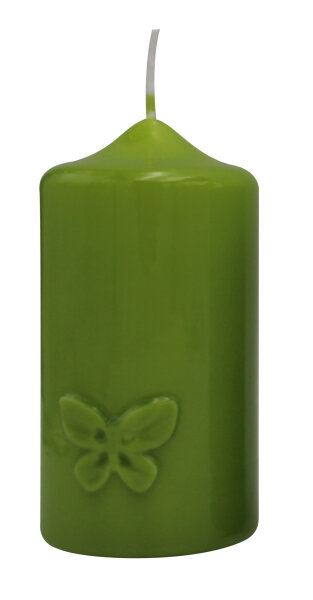 Kerze Ostern "Butterfly" Limonegrün gelackt 120 x Ø 60 mm