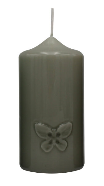 Kerze Ostern "Butterfly" Antikgrün gelackt 120 x Ø 60 mm