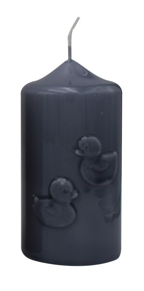 Kerze Ostern "Ducktales" Blau-Grau gelackt 120 x Ø 60 mm