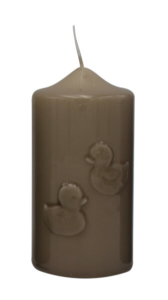 Kerze Ostern "Ducktales" Portobello Nougat gelackt 120 x Ø 60 mm