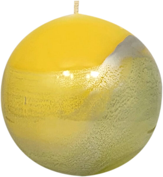 Kugelkerze "Design Lotos" gelb/grün Ø 80 mm
