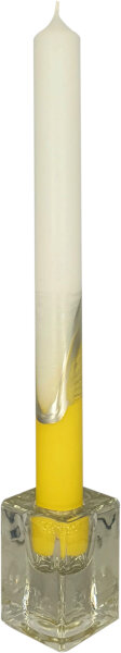Stabkerze "Design Lotos" gelb/grün 250 x Ø 22 mm